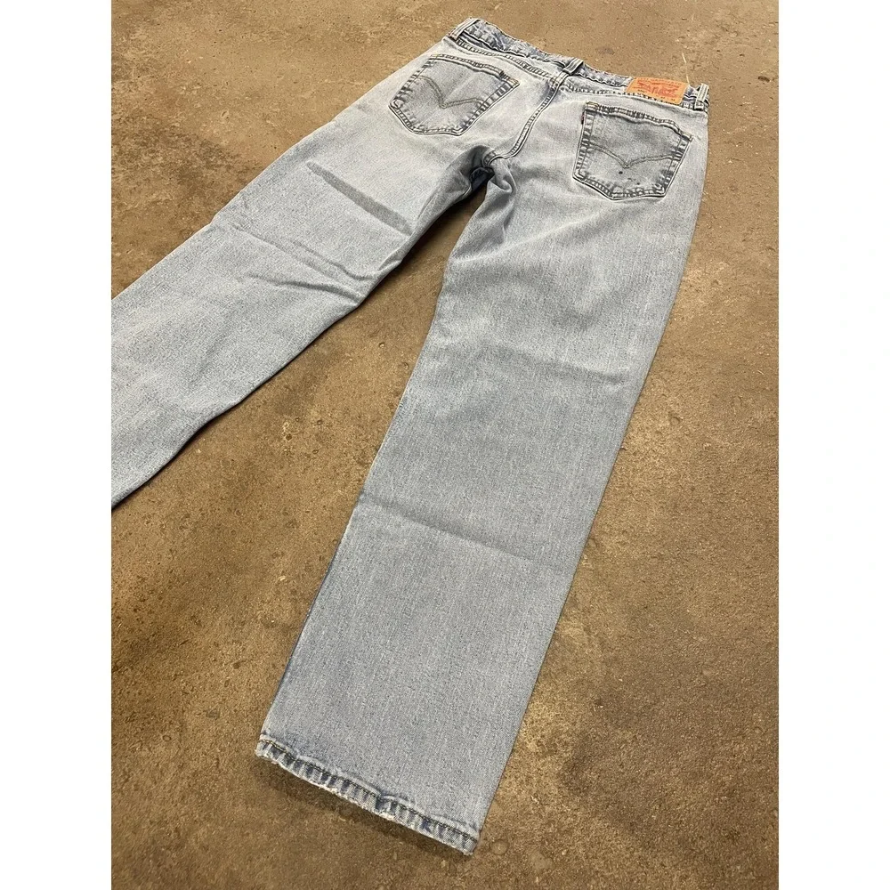 Levis 550 Jeans Mens 34x31 Light Wash Blue Relaxed Tapered Stretch Denim Zip Fly